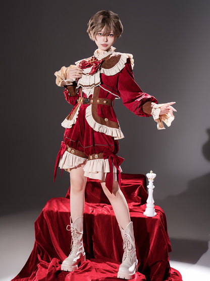 Red Velvet Prince Shirt And Shorts Set YOU0323