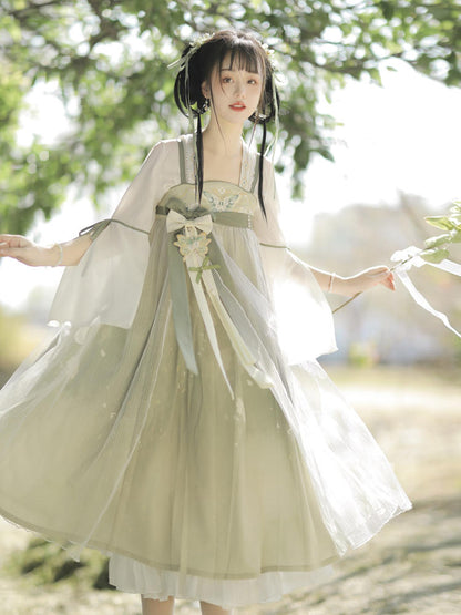 China Style Long Ribbon Light Green Dress YOU0087