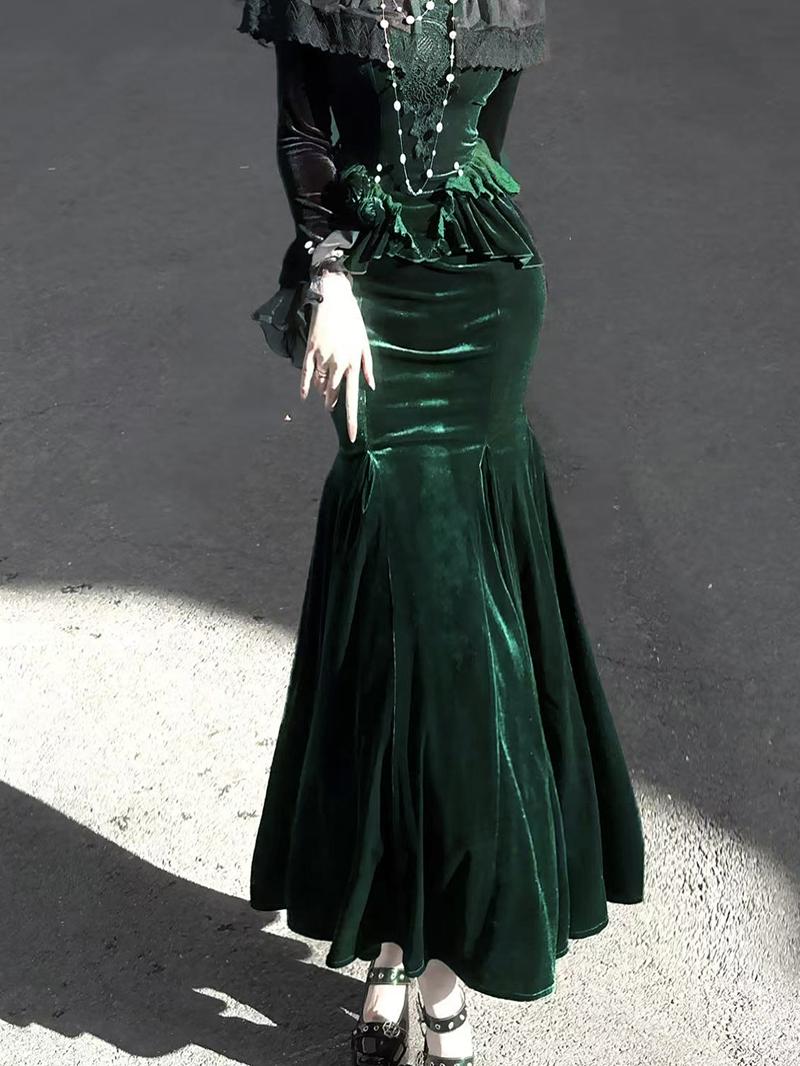 Dark Forest Gothic Lolita Mermaid Dress YOU0244