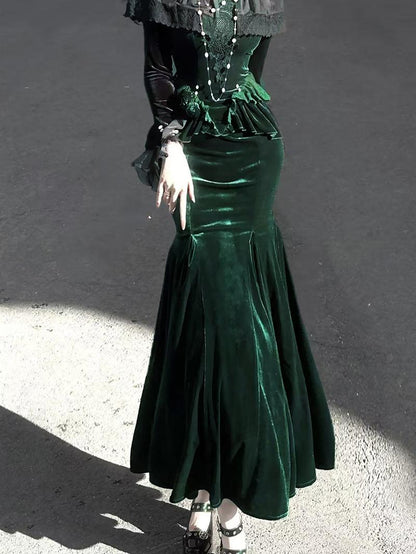 Dark Forest Gothic Lolita Mermaid Dress YOU0244