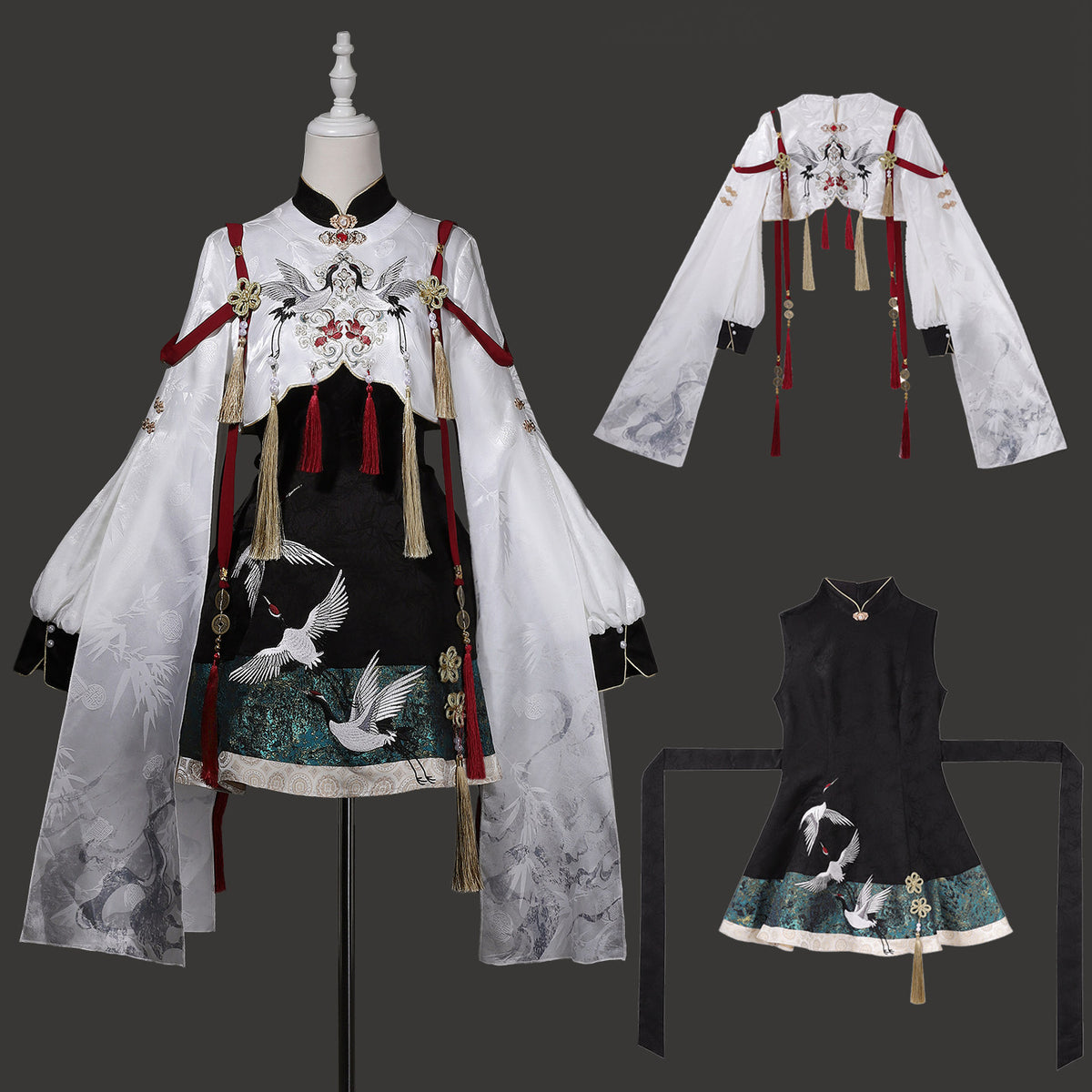 Chinese Style Crane Embroidered Cape Dress YOU0261