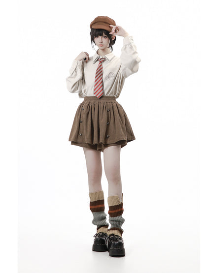 Button Cardigan Jacket With Knit Scarf PIN0031