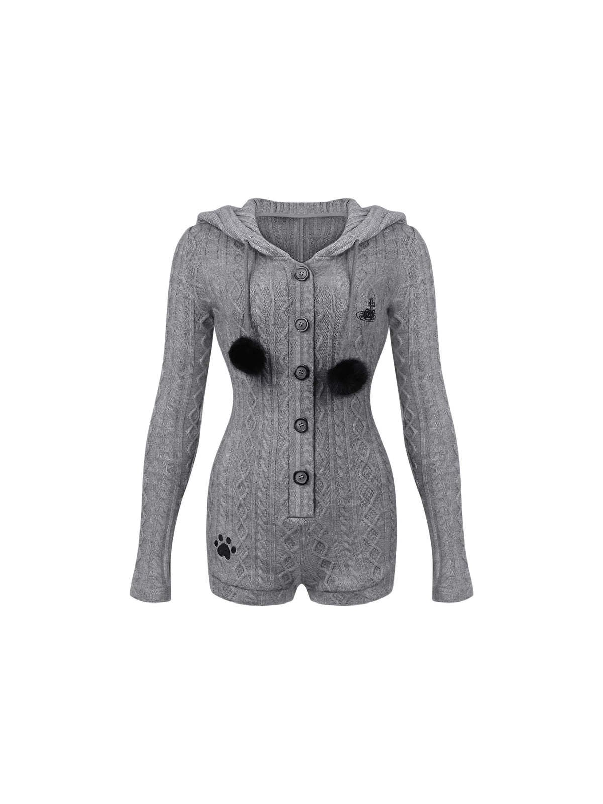 Cat Ear Hooded Knit Romper SER0134