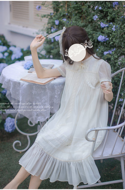 French Elegant White Dress HUT0007