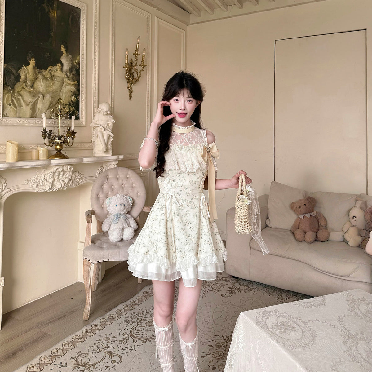 Floral Halter Off-Shoulder Fairy Dress BEL0025