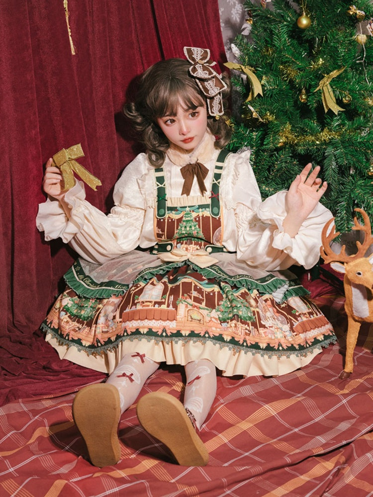 Christmas Tree Printed Ribbon Collar Lolita Dress CHE0032