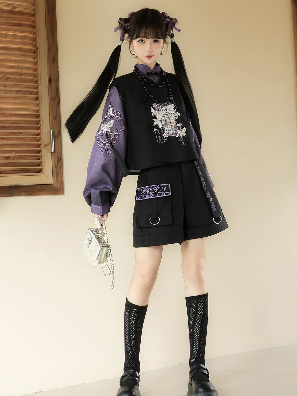 Chinese Style Embroidered Vest Shorts Set YOU0320
