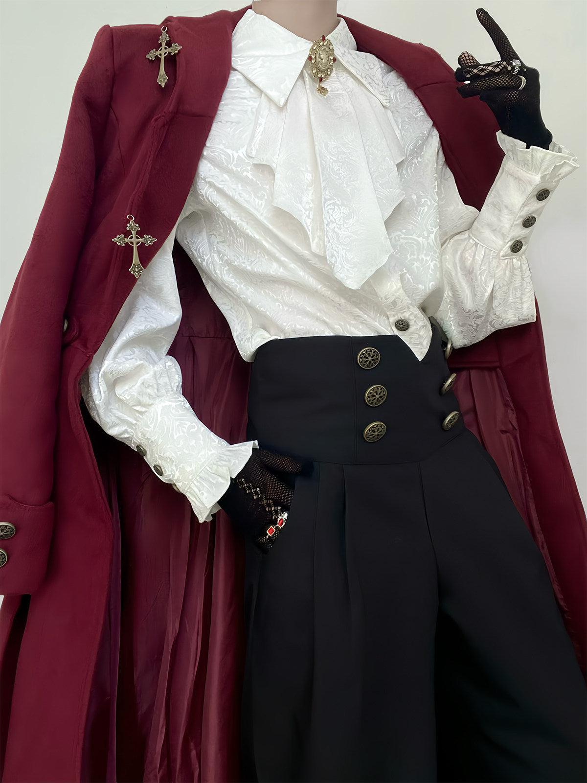 Gothic Vampire Prince Long Coat Shirt Set YOU0254
