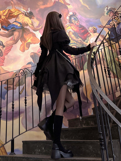 Dark Gothic High-Waist Long-Sleeve Lolita Dress YOU0235