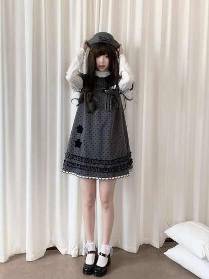 Vintage Plaid Wing Bow Dress LAL0221