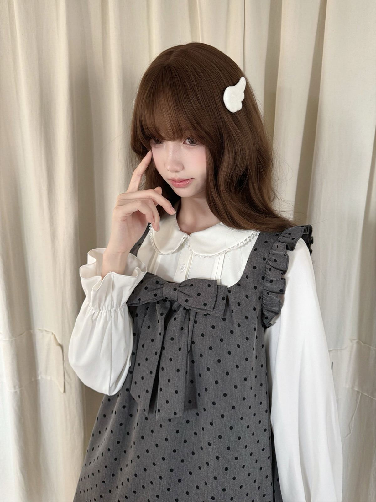 Vintage Bow Polka Dot Pinafore Dress LAL0143