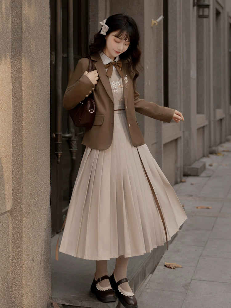 Student Style Brown Suit Dress YOU0020