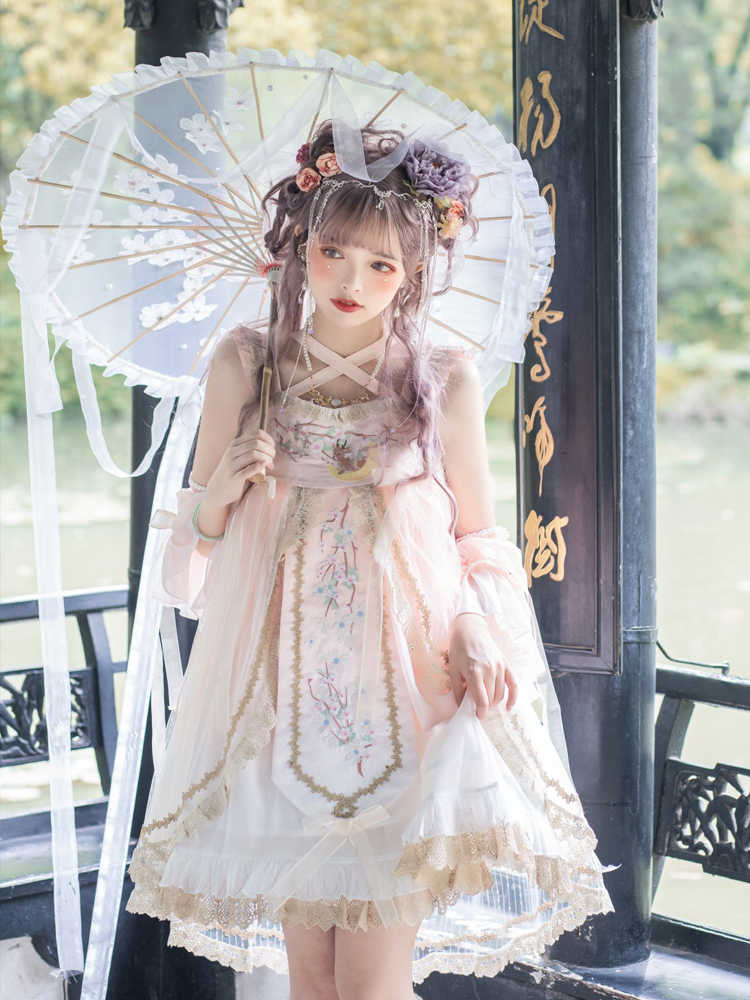 Peach Blossom Chinese-Style Embroidery Super Fairy Sweet Dress YOU0134