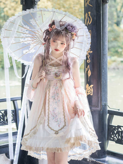 Peach Blossom Chinese-Style Embroidery Super Fairy Sweet Dress YOU0134