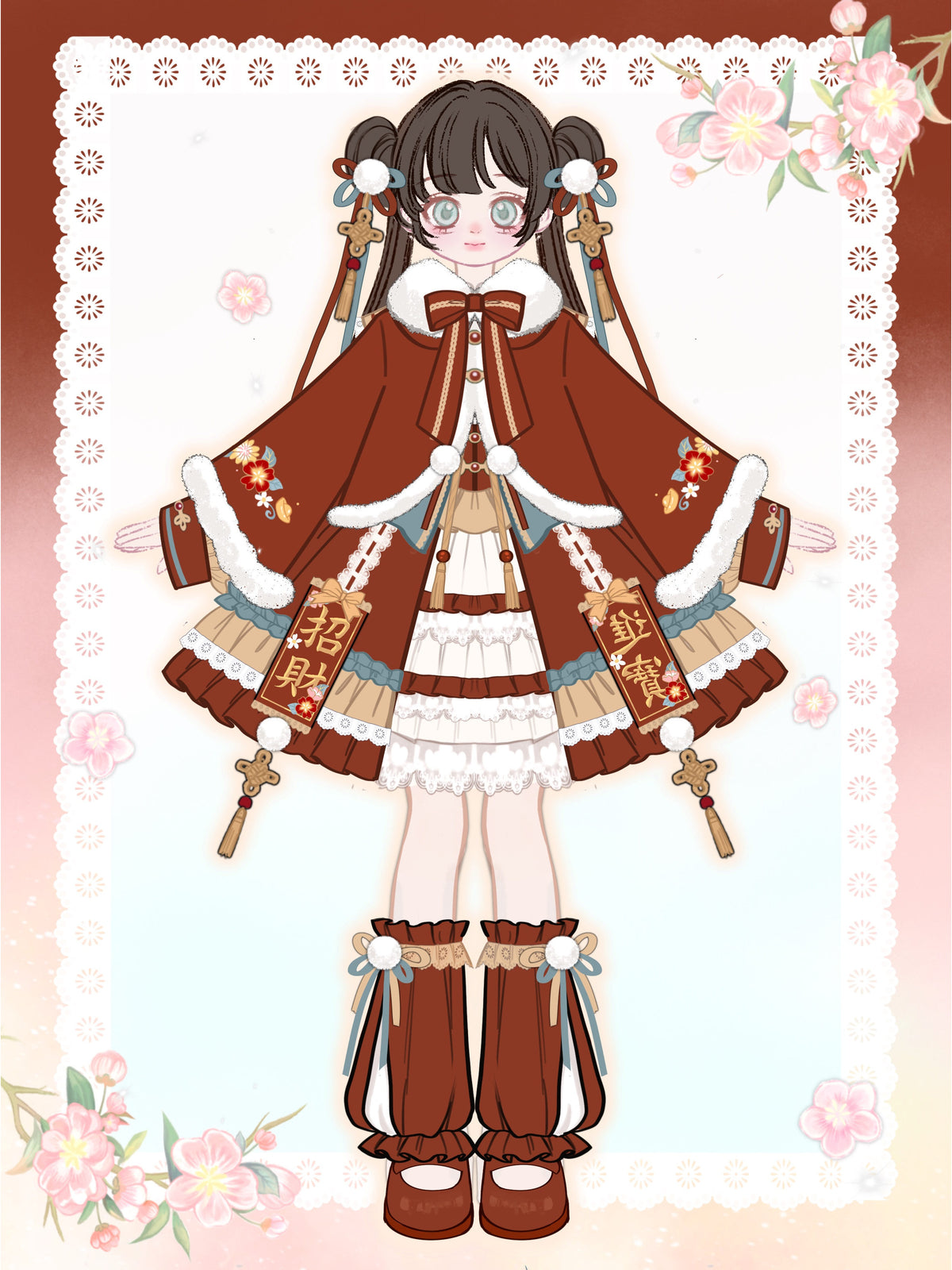 Chinese New Year Cape Lolita Dress Set LON0009