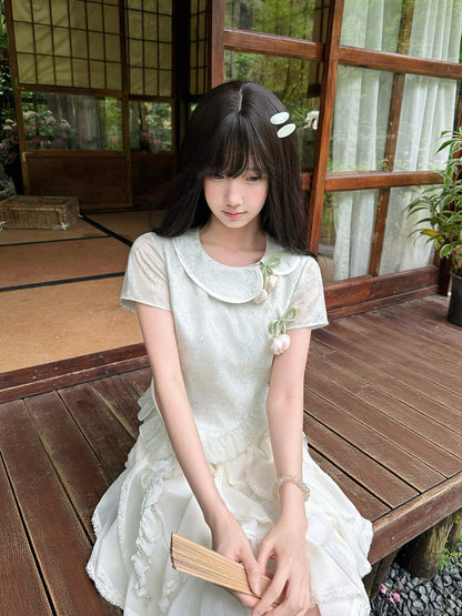 Chinese Style Jacquard Top And Skirt Set LAL0207