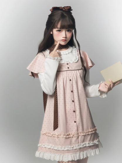 Pink Dot Pinafore A-Line Dress HUT0164