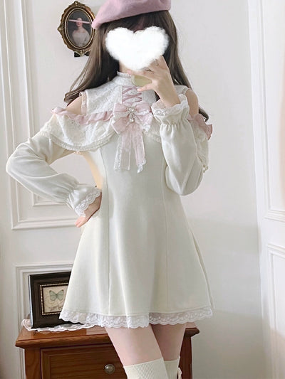 One-Shoulder Pink Ribbon Dress LAL0112