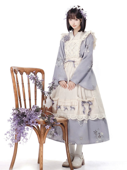 Kimono-style Purple Blue Lolita Maid Dress YOU0004