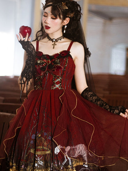 Witch Style Wine Red Dress CHE0010