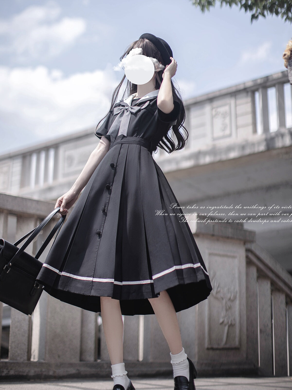 School Uniform Style Sweet Black Dress HUT0096