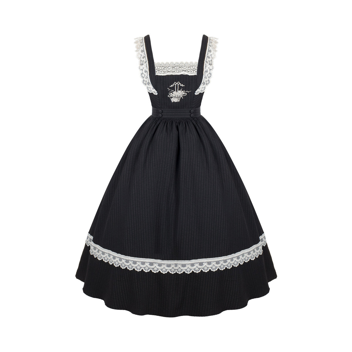 Rose Basket Embroidered Pinafore Dress WIT0302