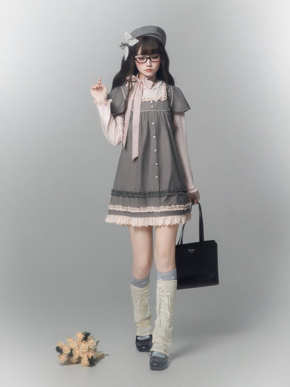 Polka Dot A-Line Pinafore Dress HUT0162