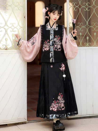 Chinese Style Floral Embroidered Skirt Set YOU0321
