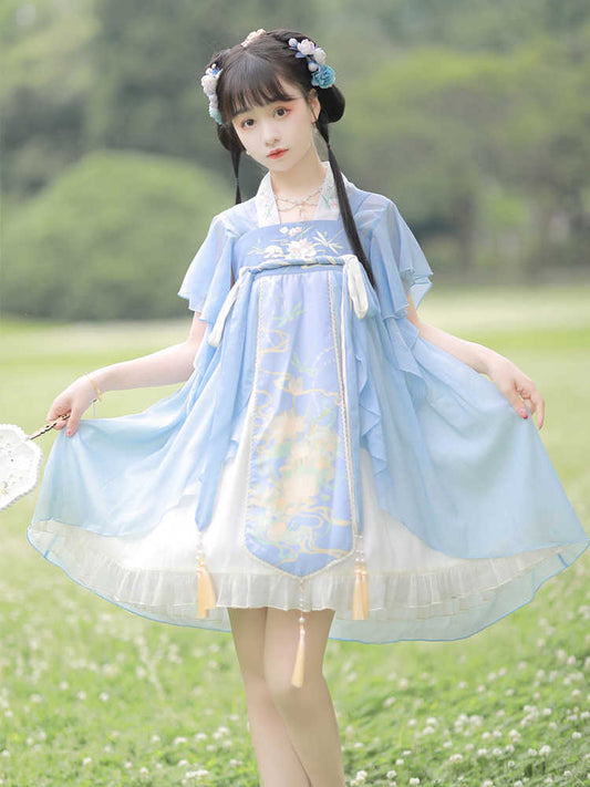 Chinese-Style Lolita Summer Lotus Embroidery Super Fairy Tassel Dress YOU0137