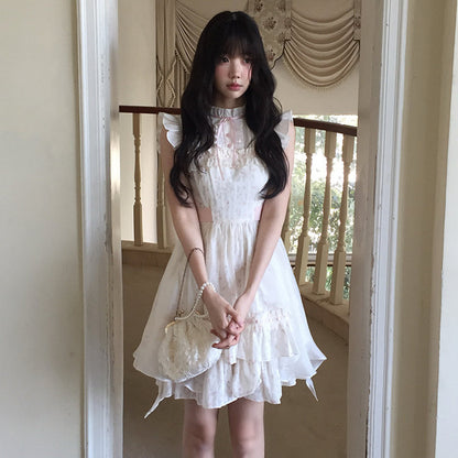 Floral Lace Ruffle Collar Tiered Dress LAL0170