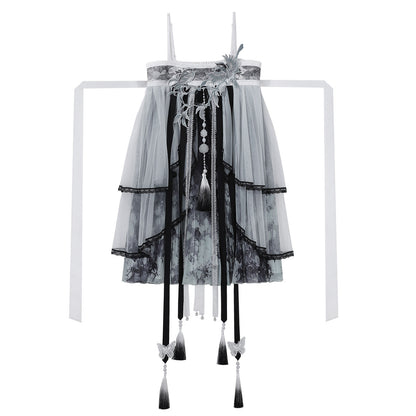Chinese Style Magpie Feather Frog-Button Dress YOU0229