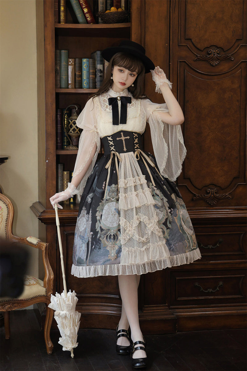 Clock & Butterfly Print Lolita Dress YOU0110