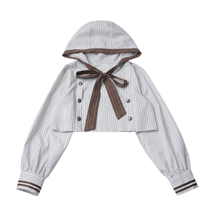 Sailor Collar Striped Shirt And Bloomer Skirt PIN0043