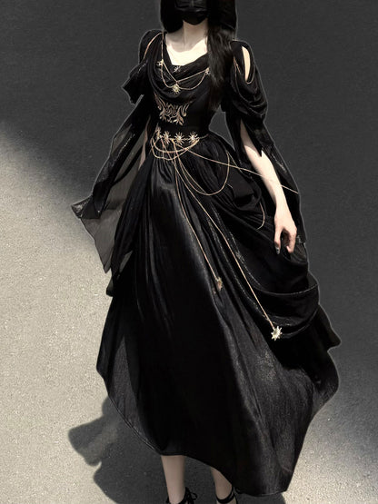 Dark Gothic Chain Embellished Dress YOU0317