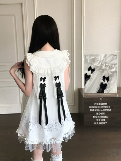 Star Cloud Bunny Print Puff Dress LAL0205