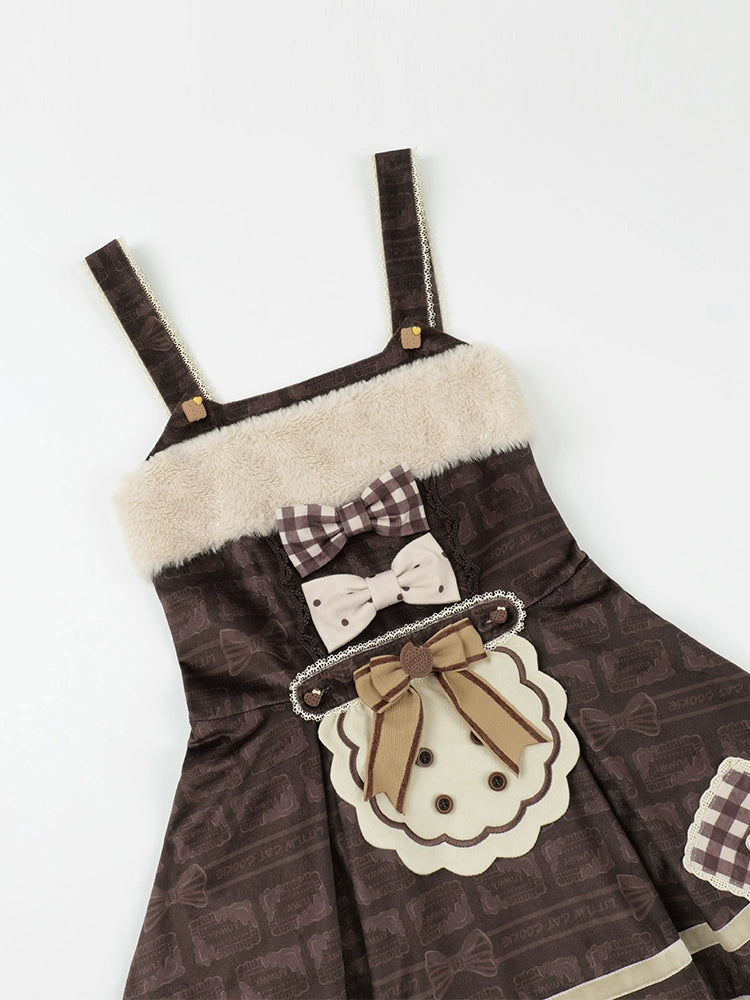 Cookie Print Brown Lolita Dress WIT0023