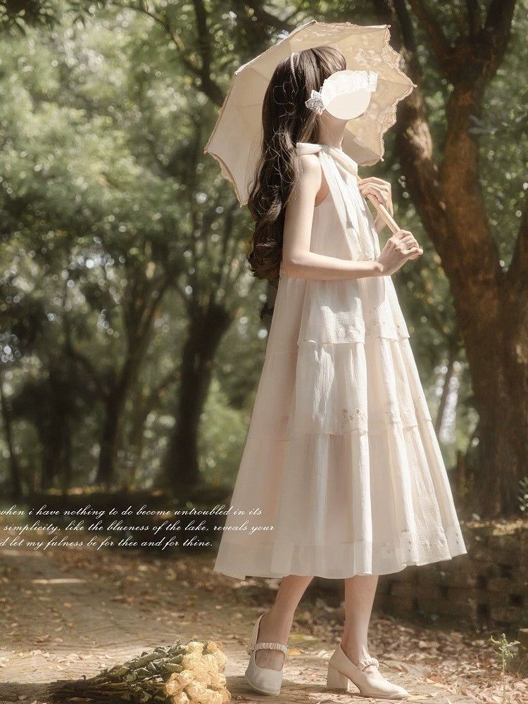 White Light Lolita Sleeveless Dress HUT0045