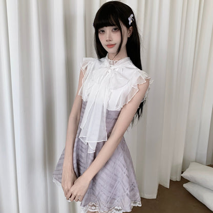 Lavender Plaid High Waist Dress LAL0176