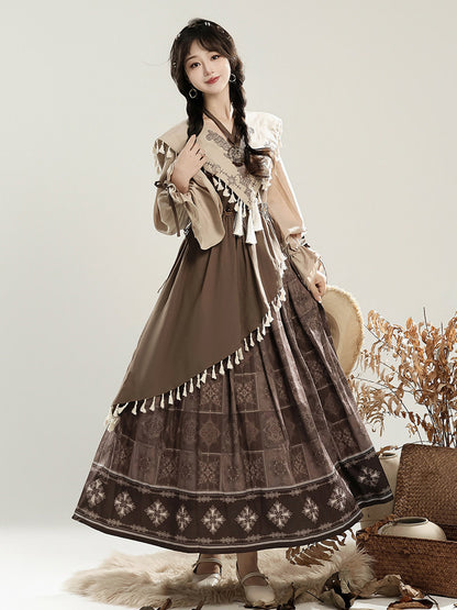 Chinese Style Tribal Lantern Sleeve Dress YOU0245