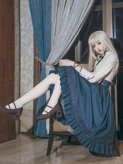 Vintage Elegant Classic Lolita Blouse Skirt Set YOU0243