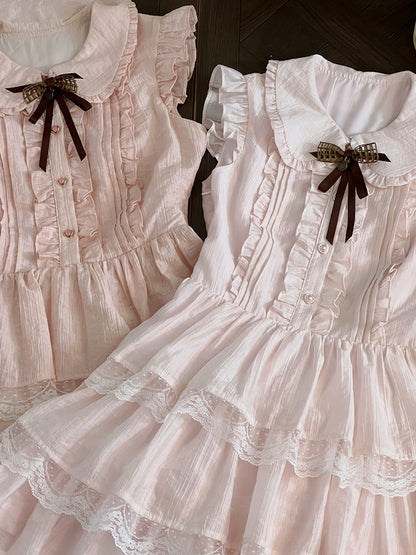Ruffle Collar Tiered Lace Dress LAL0246