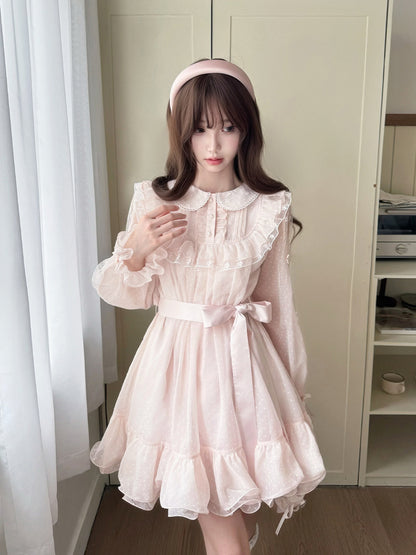 Ruffle Doll Collar Long Sleeve Dress LAL0142