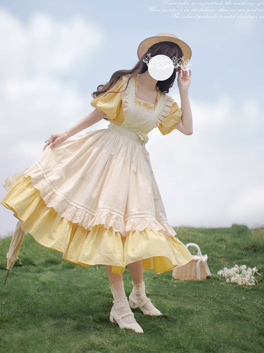 French Retro Yellow Dress HUT0001