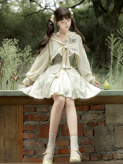 Chinese Style Hooded Top And Floral Dress Set YOU0313