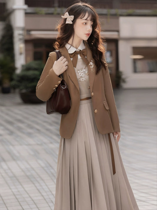 Student Style Brown Suit Dress YOU0020