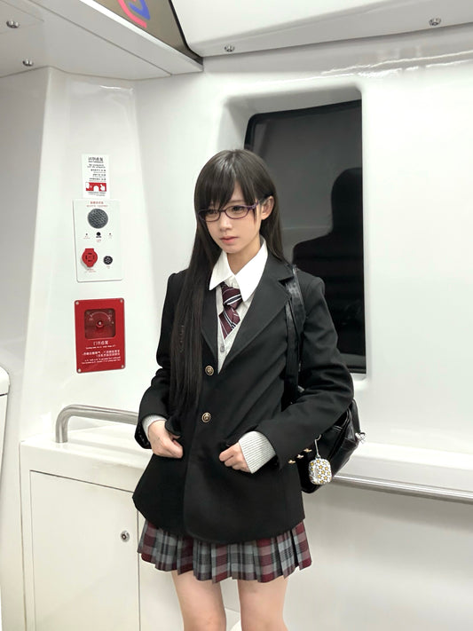 Fitted Single-Breasted Academy Style Blazer TEA0051
