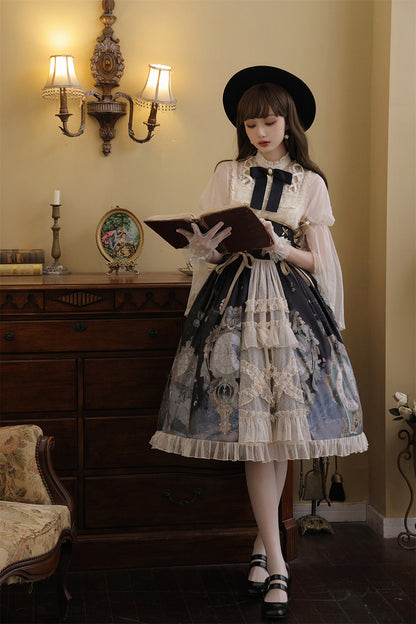 Clock & Butterfly Print Lolita Dress YOU0110