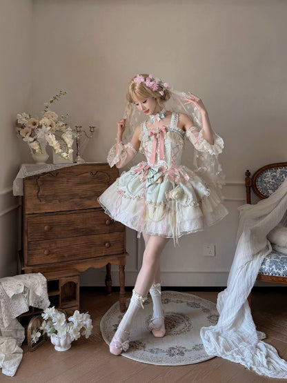 Pastel Floral Sheer Lace Lolita Dress ONE0022