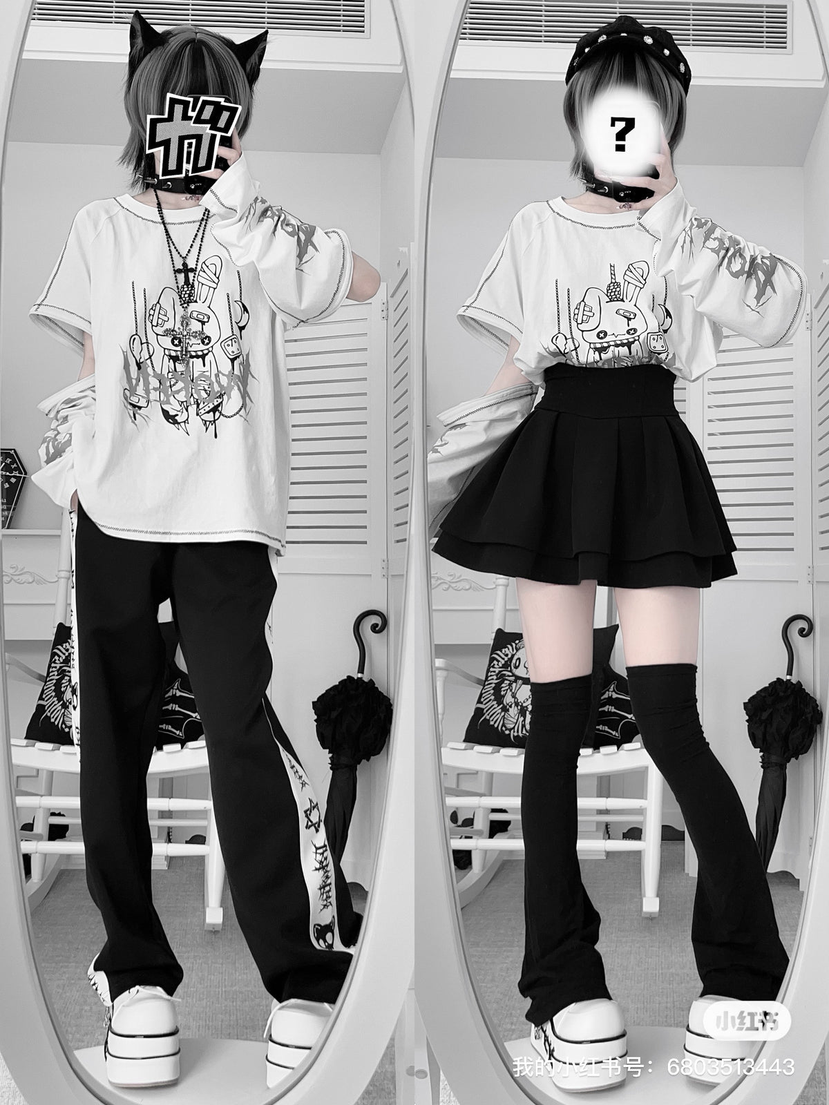 Oversized Gothic Graphic Print Drop Shoulder Tee KAN0011