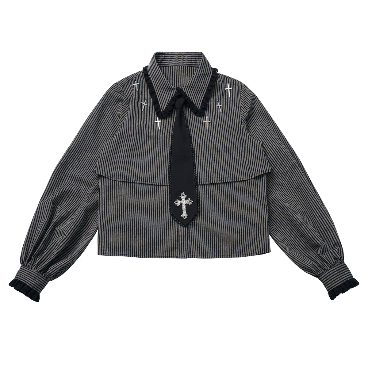 Gothic Cross Motif Shirt Skirt Set PIN0064